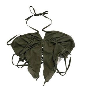 Edikted Ariyah Open Tie Back Ruffle Mesh Top Cropped Halter Y2K - Size Small